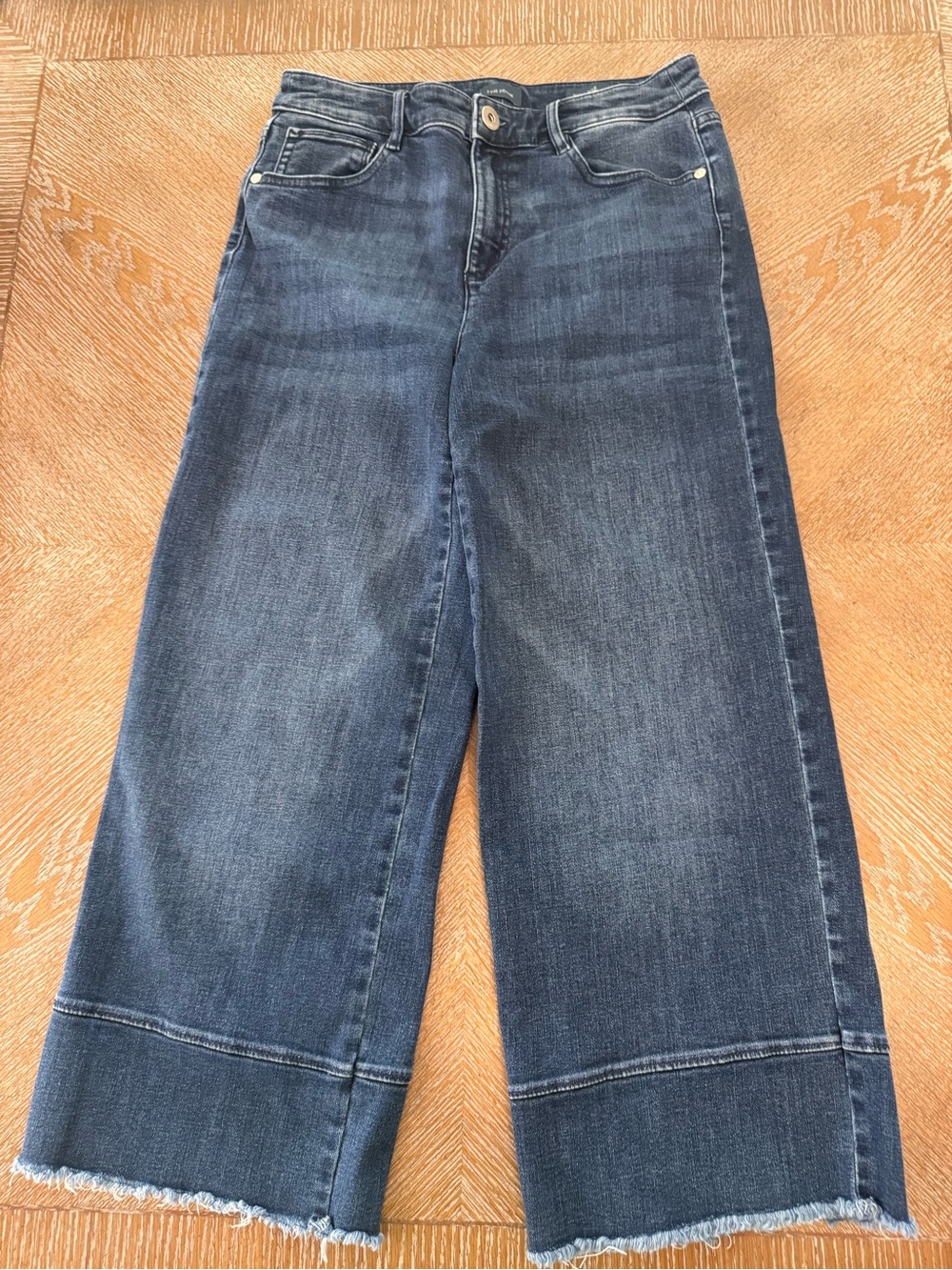 J. JILL Denim High Rise Full Leg Crops Pants Sz6 Waist 30” Inseam 24” Raw Hem